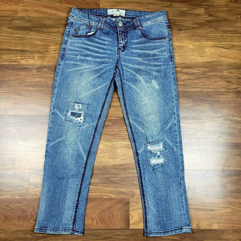 Jolt Distressed Skinny Jeans Women’s Size 5 Juniors Blue Mid Rise Stretch Denim